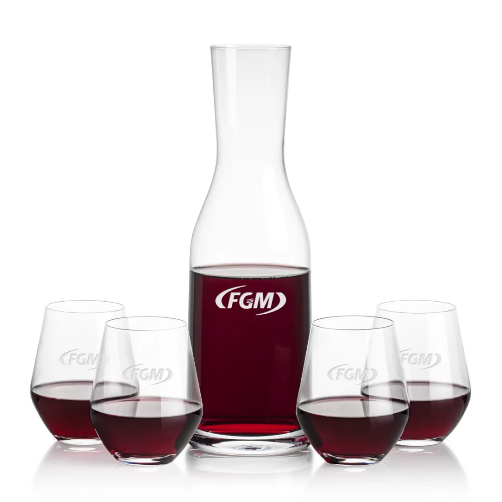 Carafe Caldmore et 4 verres à vin sans pied Reina