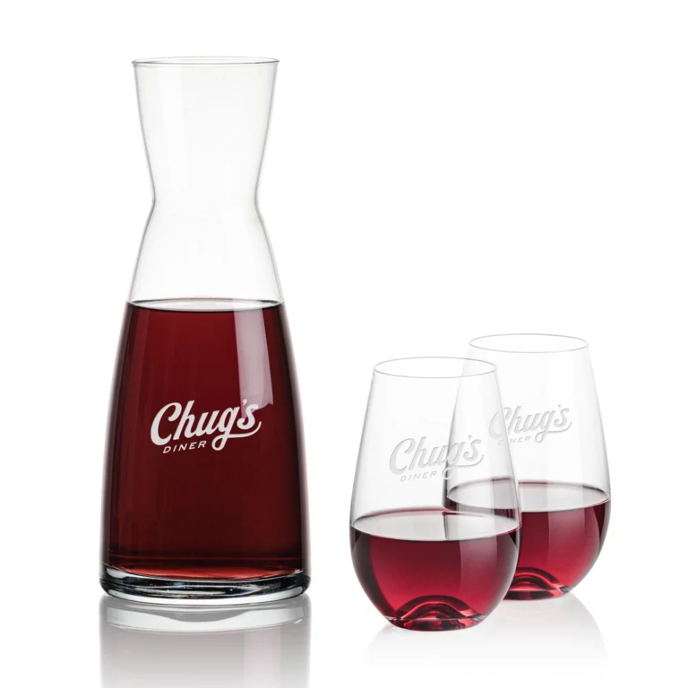Carafe Winchester et 2 verres sans pied Boston.