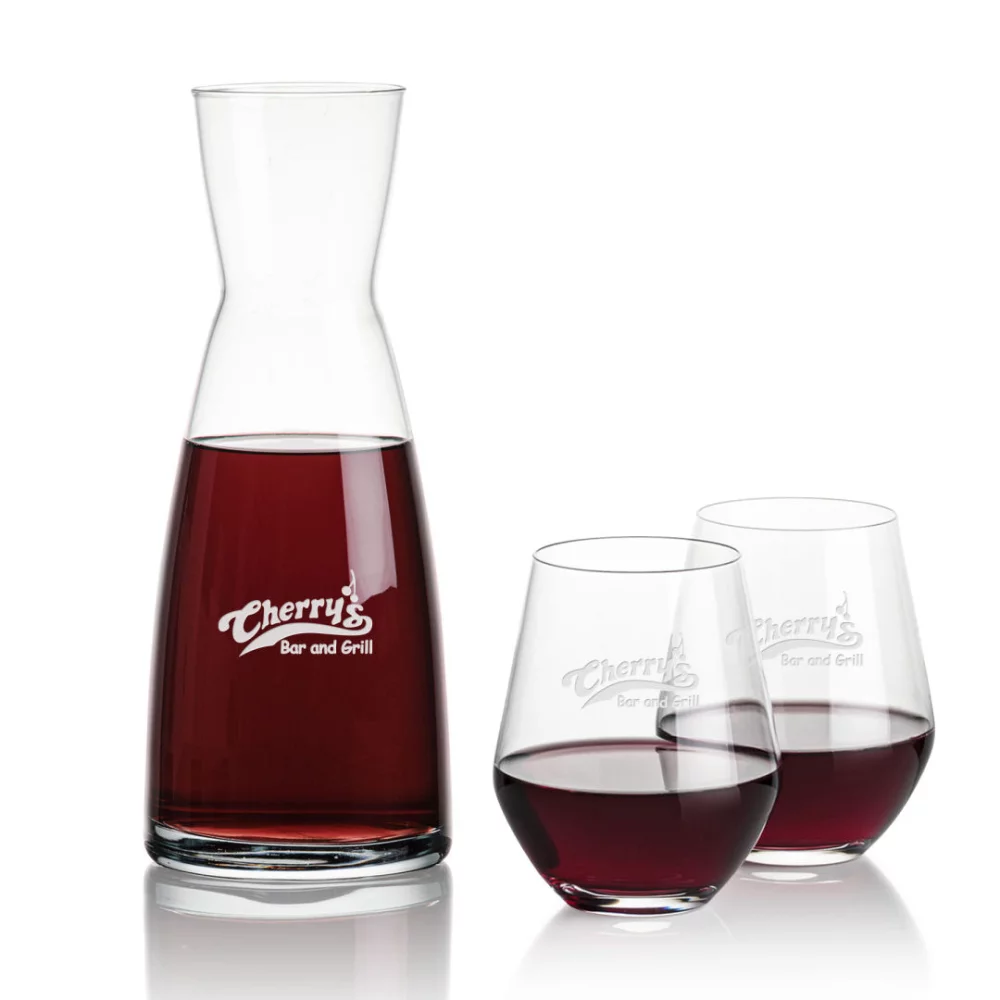 Carafe Winchester et 2 verres à vin sans pied Reina.