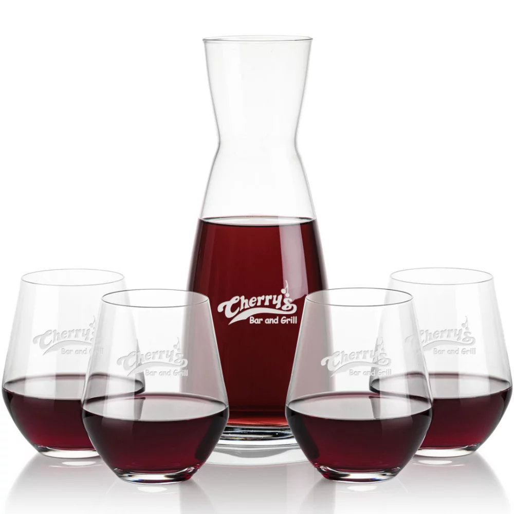Carafe Winchester et 4 verres à vin Reina sans pied.