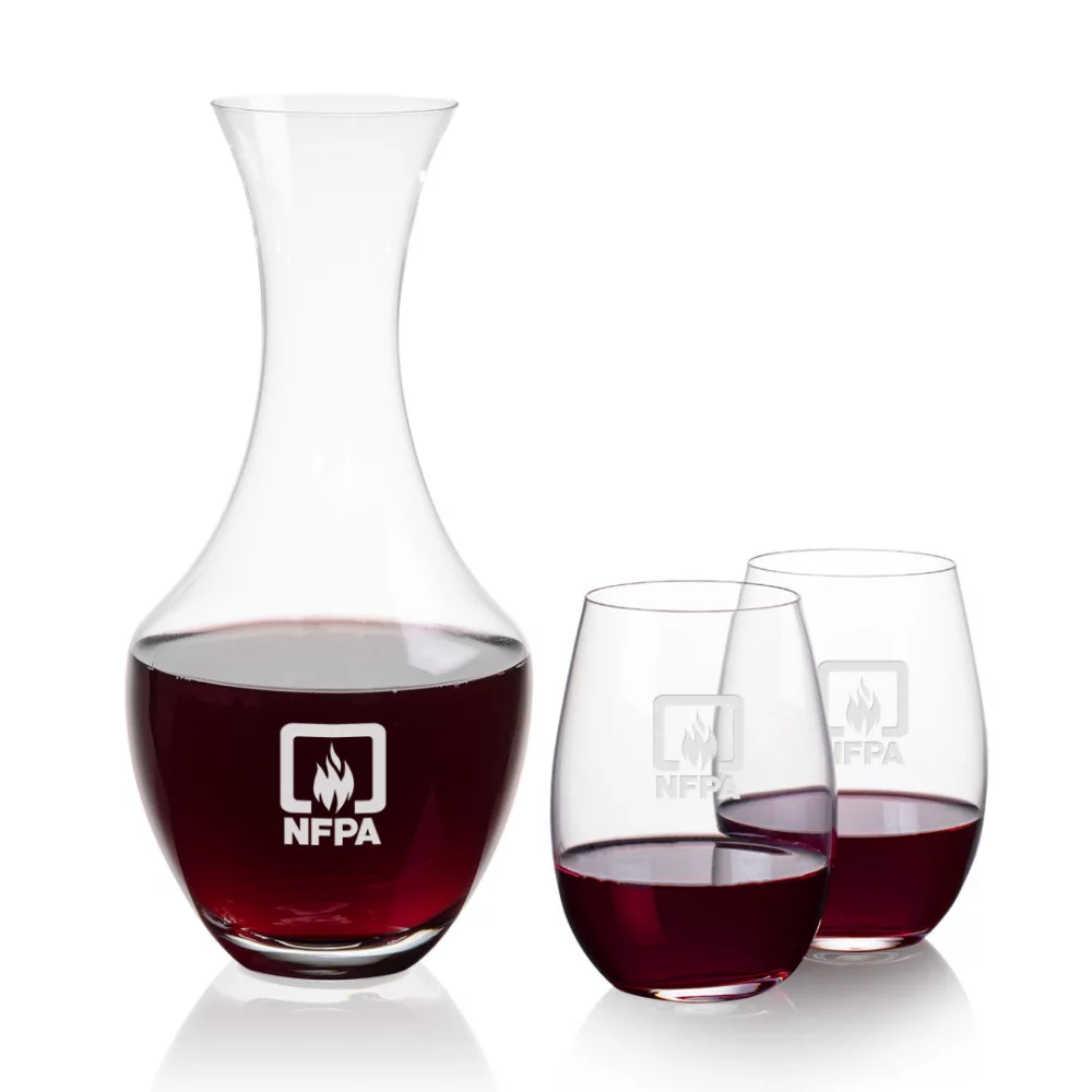 Carafe Oldham et 2 verres sans pied Laurent.
