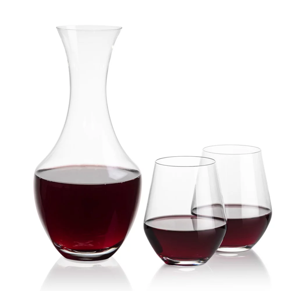 Carafe Oldham et 2 verres à vin Reina sans pied.