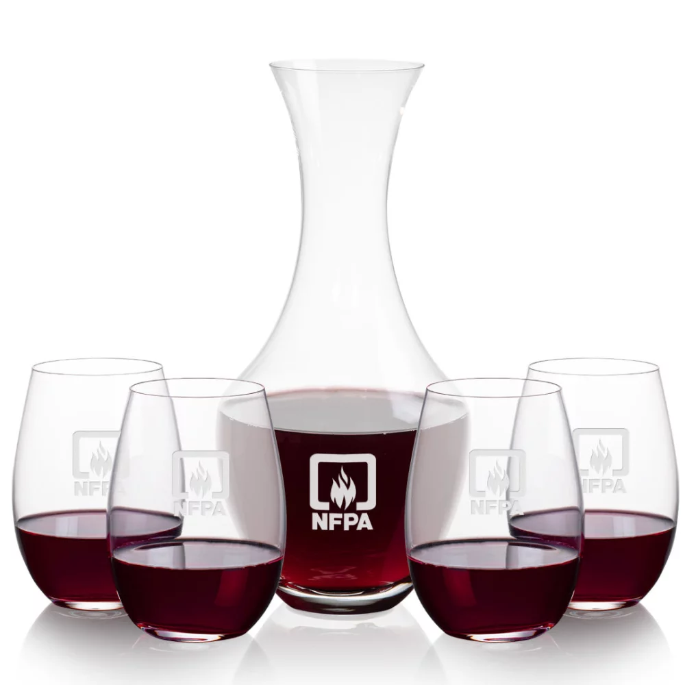 Carafe Oldham et 4 verres sans pied Laurent.