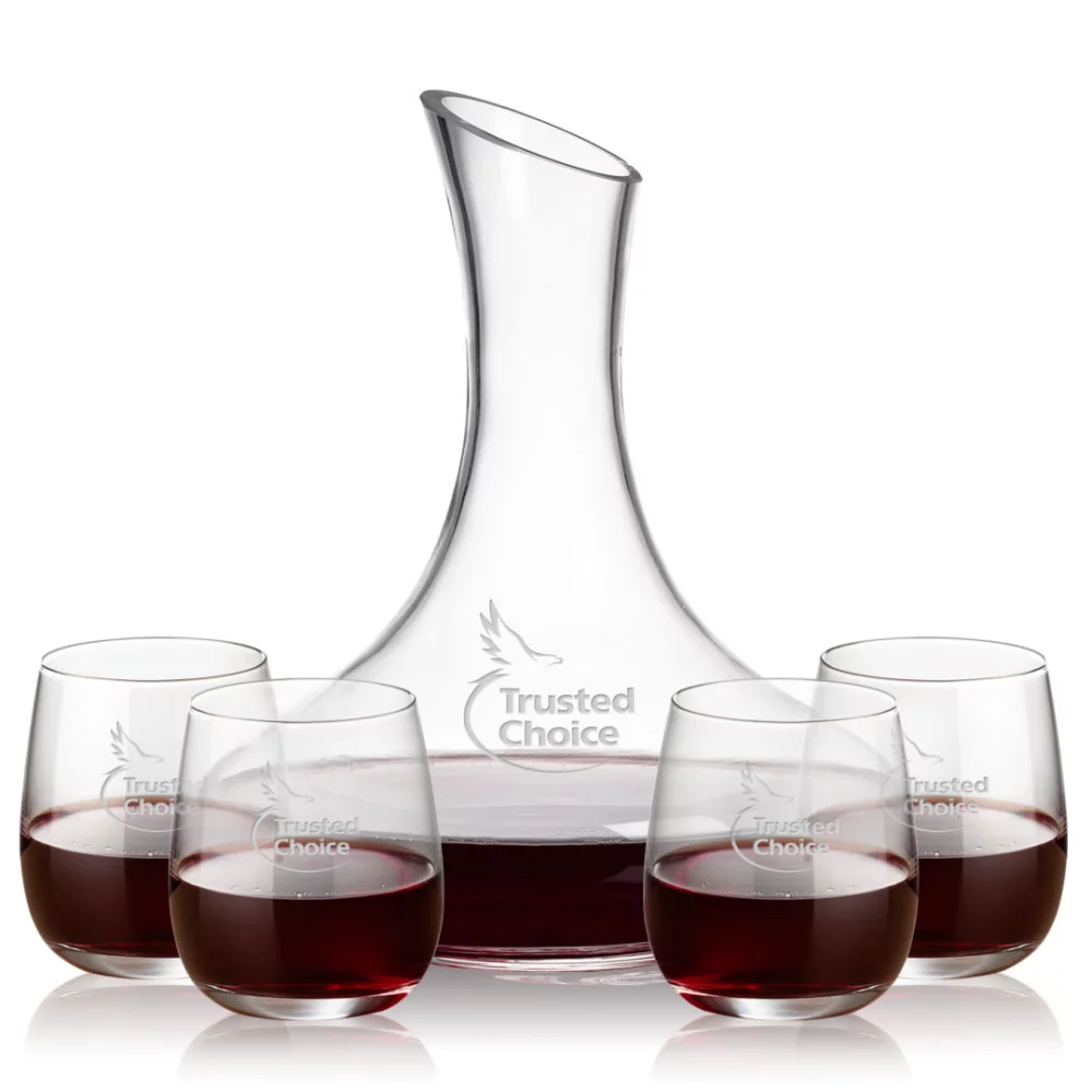 Kanata Carafe & 4 Crestview Stemless Wine
