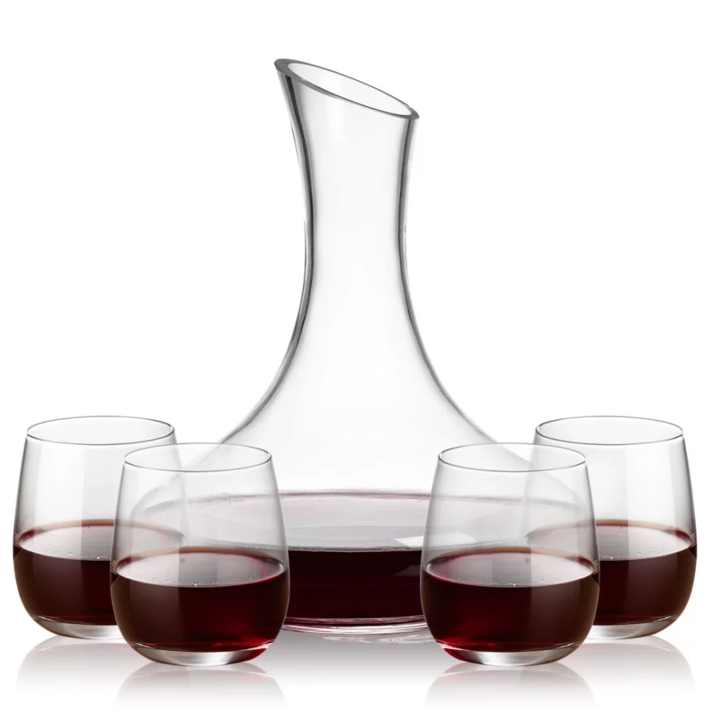 Kanata Carafe & 4 Crestview Stemless Wine