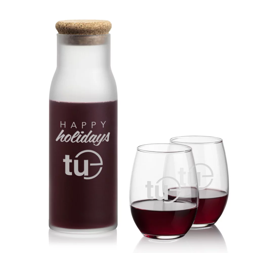 Carafe Yarmouth et 2 verres à vin sans pied Stanford.