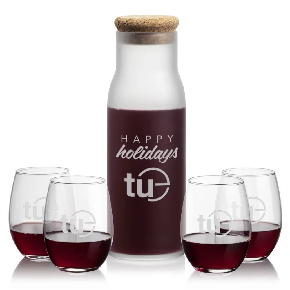 Carafe Yarmouth et 4 verres à vin sans pied Stanford.