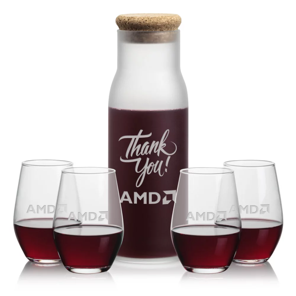 Carafe Yarmouth et 4 verres à vin sans pied Vale