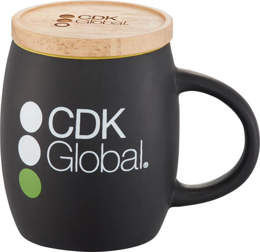 15 Oz. Hearth Ceramic Mug w/Wood Lid Coaster