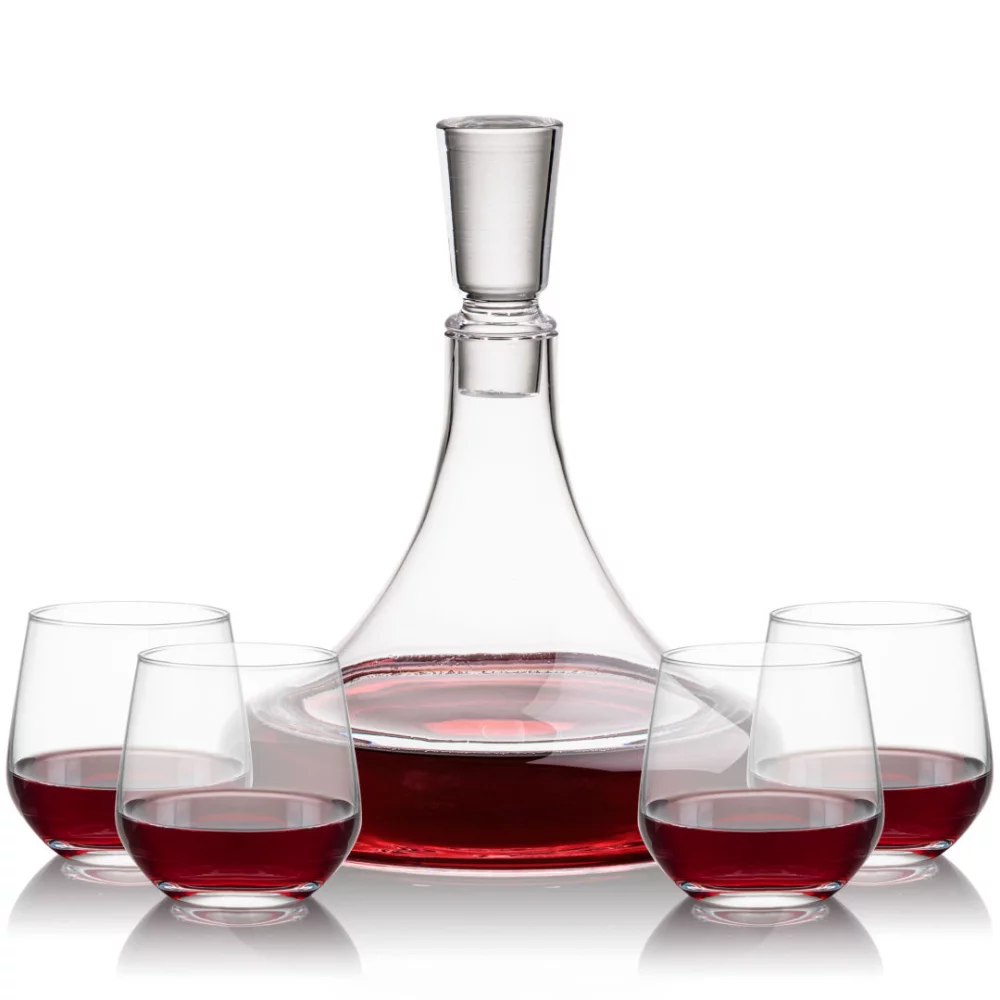 Ashby Decanter & 4 Garland Stemless Wine
