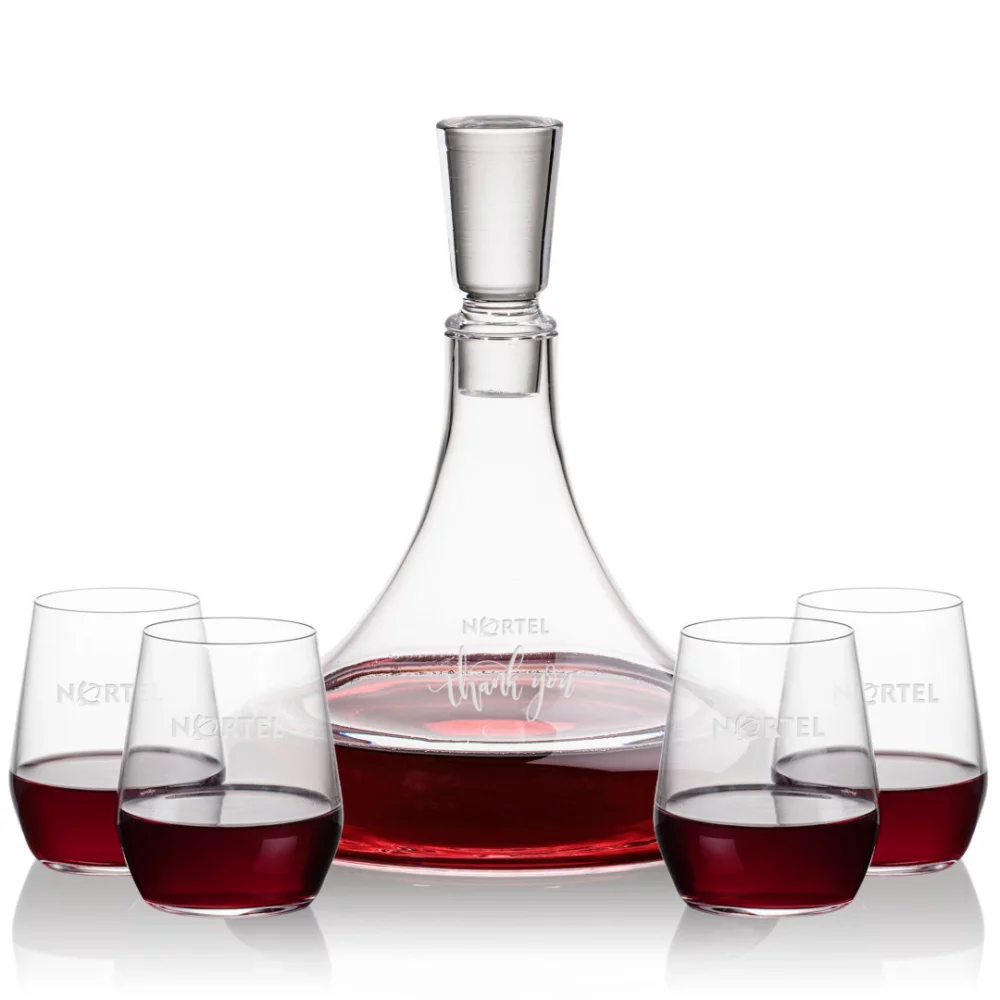 Carafe Ashby et 4 verres à vin sans pied Germain