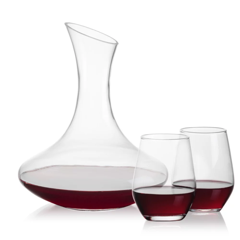 Carafe Hampton et 2 verres à vin sans pied Mandelay