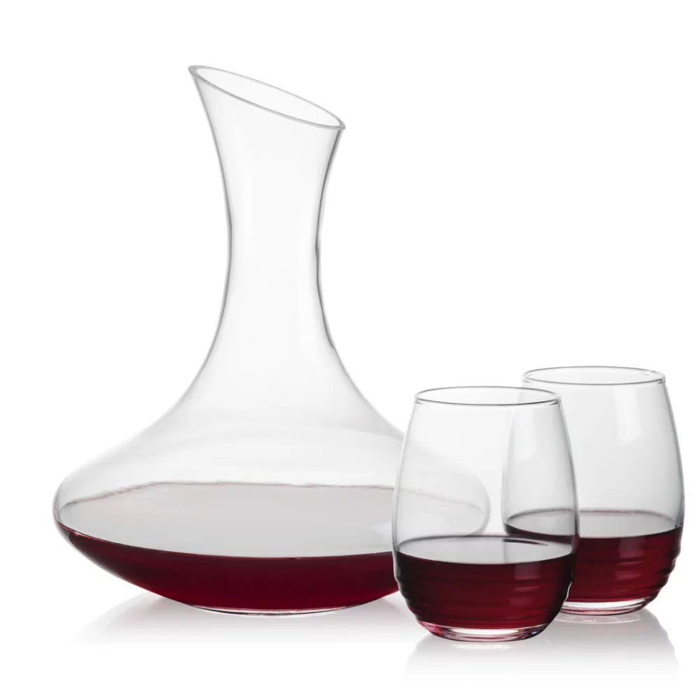 Carafe Hampton et 2 verres à vin sans pied Redmond.