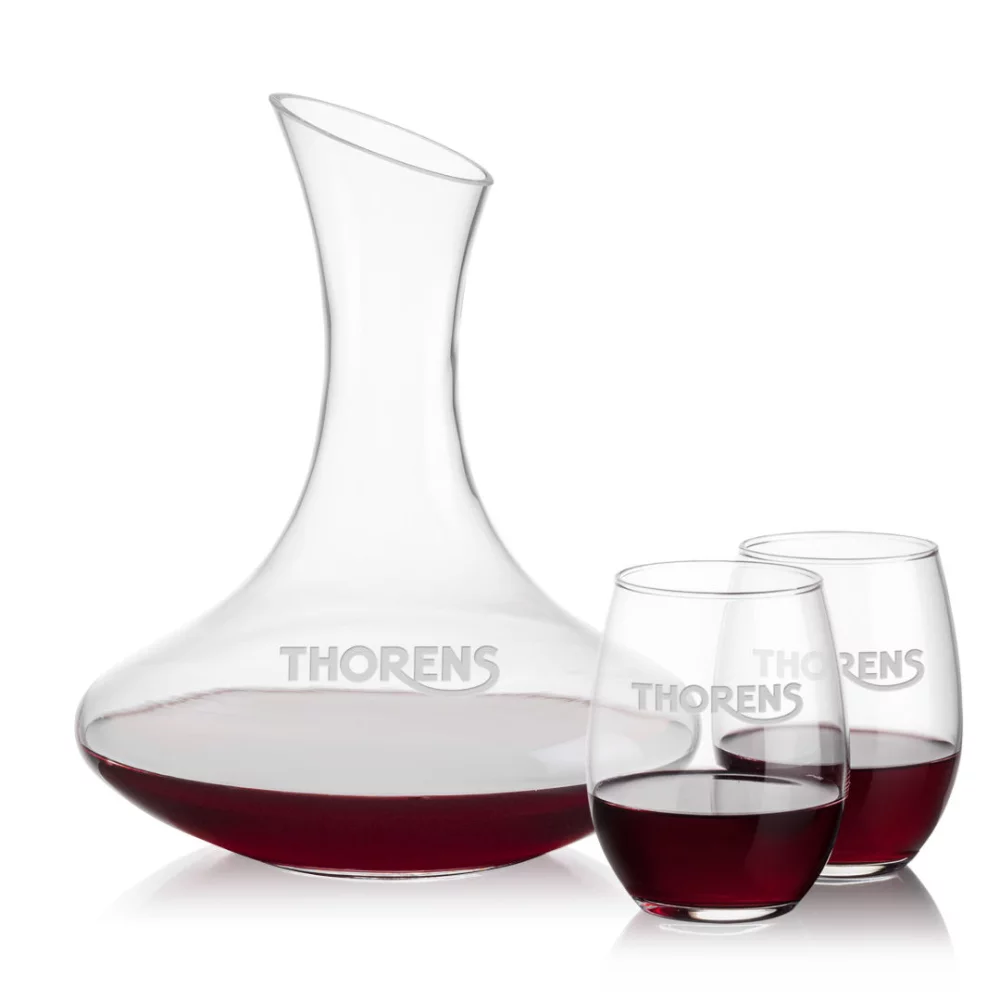 Hampton Carafe & 2 Stanford Stemless Wine