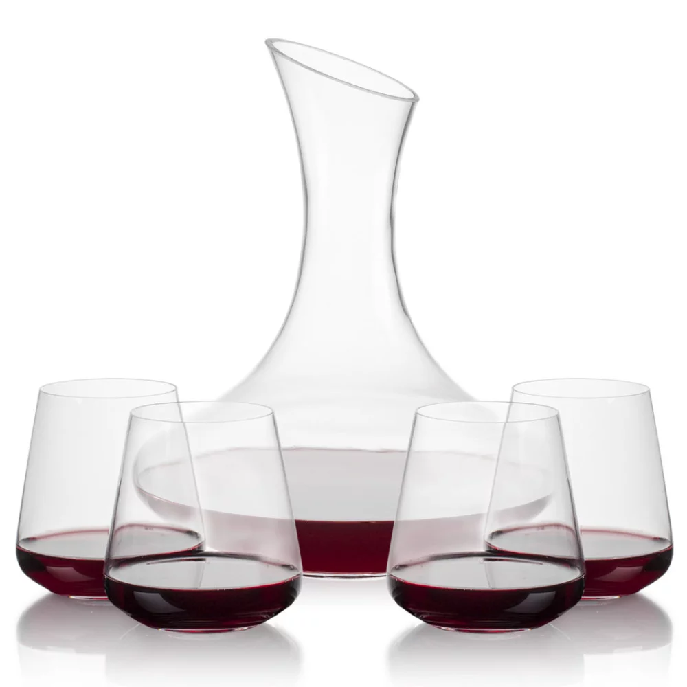 Carafe Hampton et 4 verres à vin sans pied Crestview.