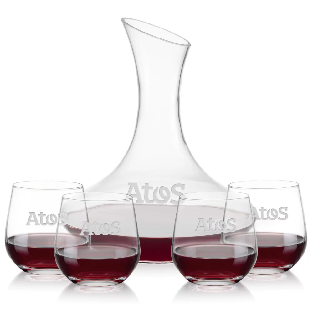 Hampton Carafe & 4 Garland Stemless Wine