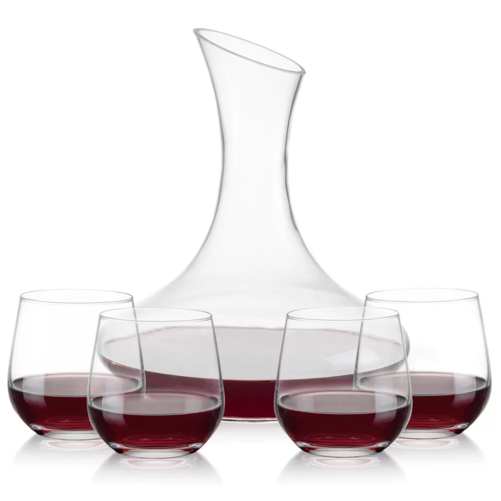 Hampton Carafe & 4 Garland Stemless Wine