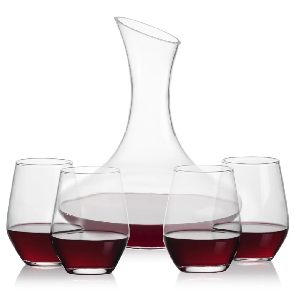 Hampton Carafe & 4 Mandelay Stemless Wine