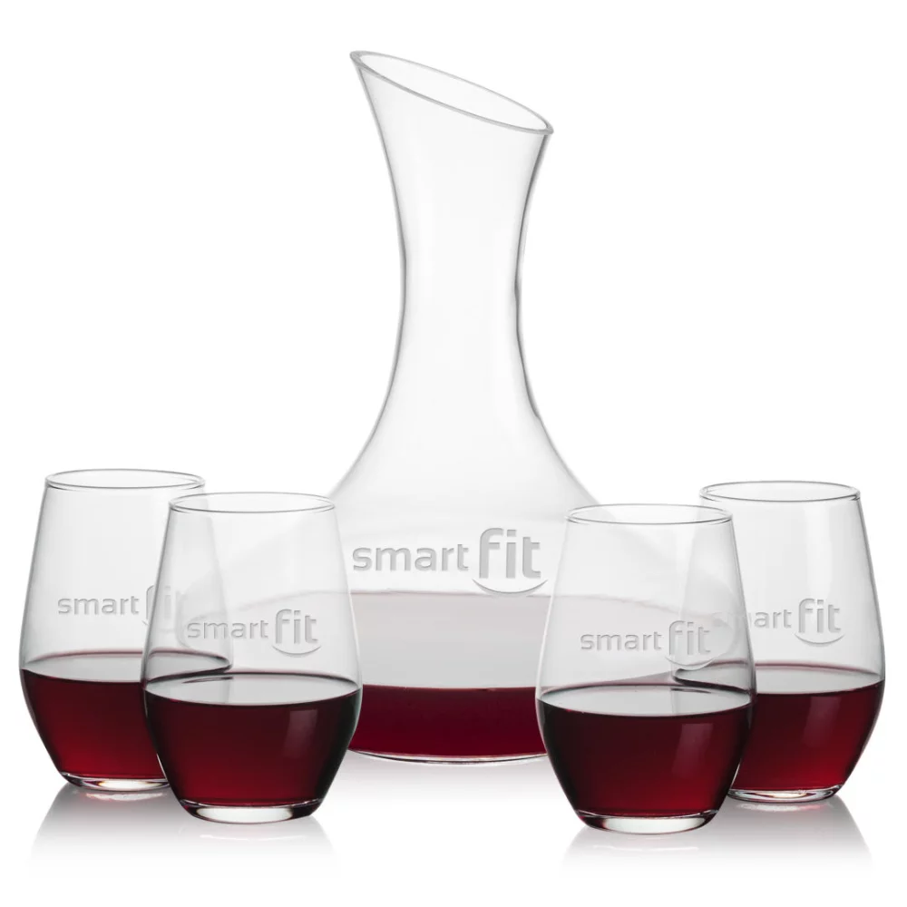 Carafe Hampton et 4 verres à vin sans pied Vale