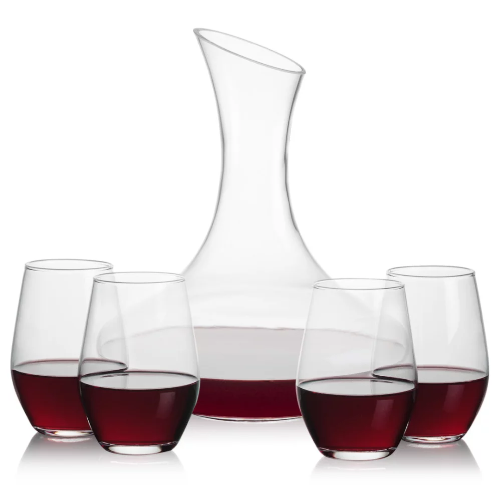 Carafe Hampton et 4 verres à vin sans pied Vale