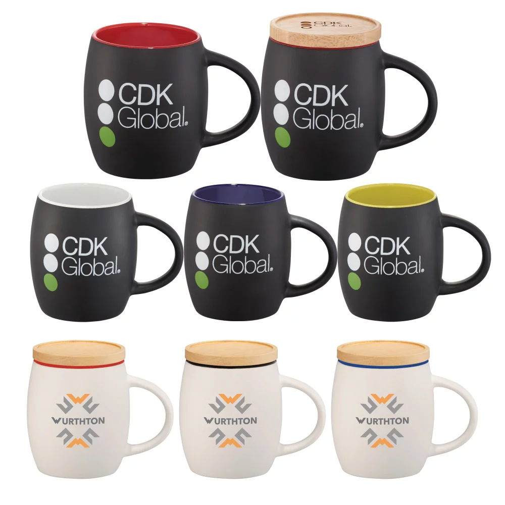 15 Oz. Hearth Ceramic Mug w/Wood Lid Coaster