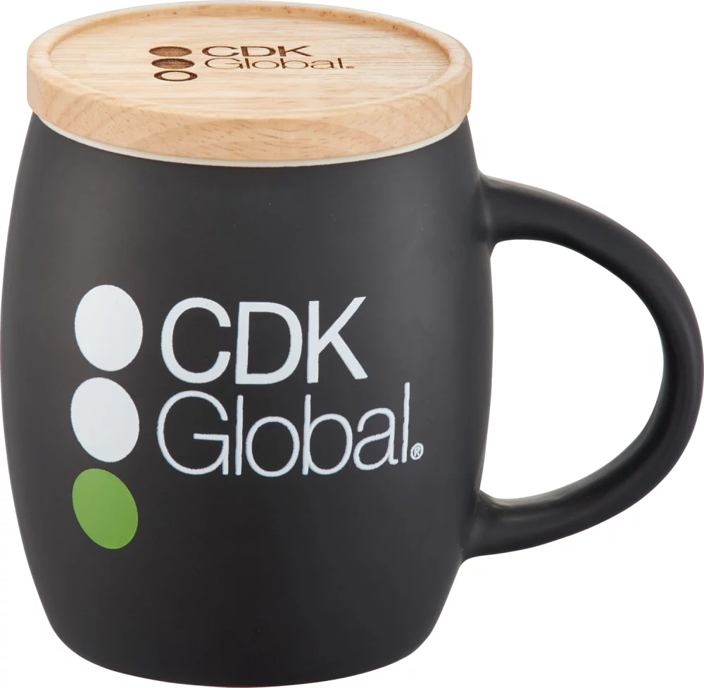 15 Oz. Hearth Ceramic Mug w/Wood Lid Coaster