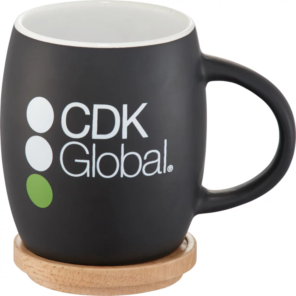 15 Oz. Hearth Ceramic Mug w/Wood Lid Coaster