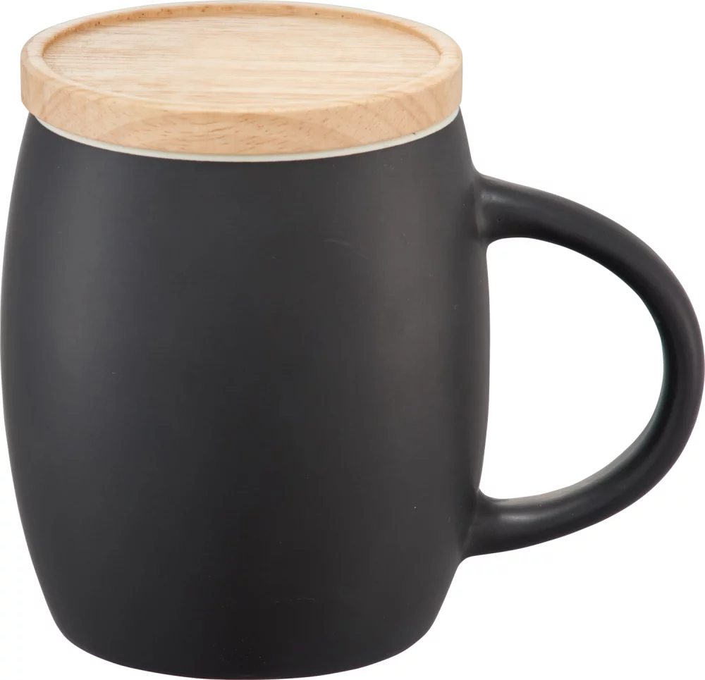 15 Oz. Hearth Ceramic Mug w/Wood Lid Coaster