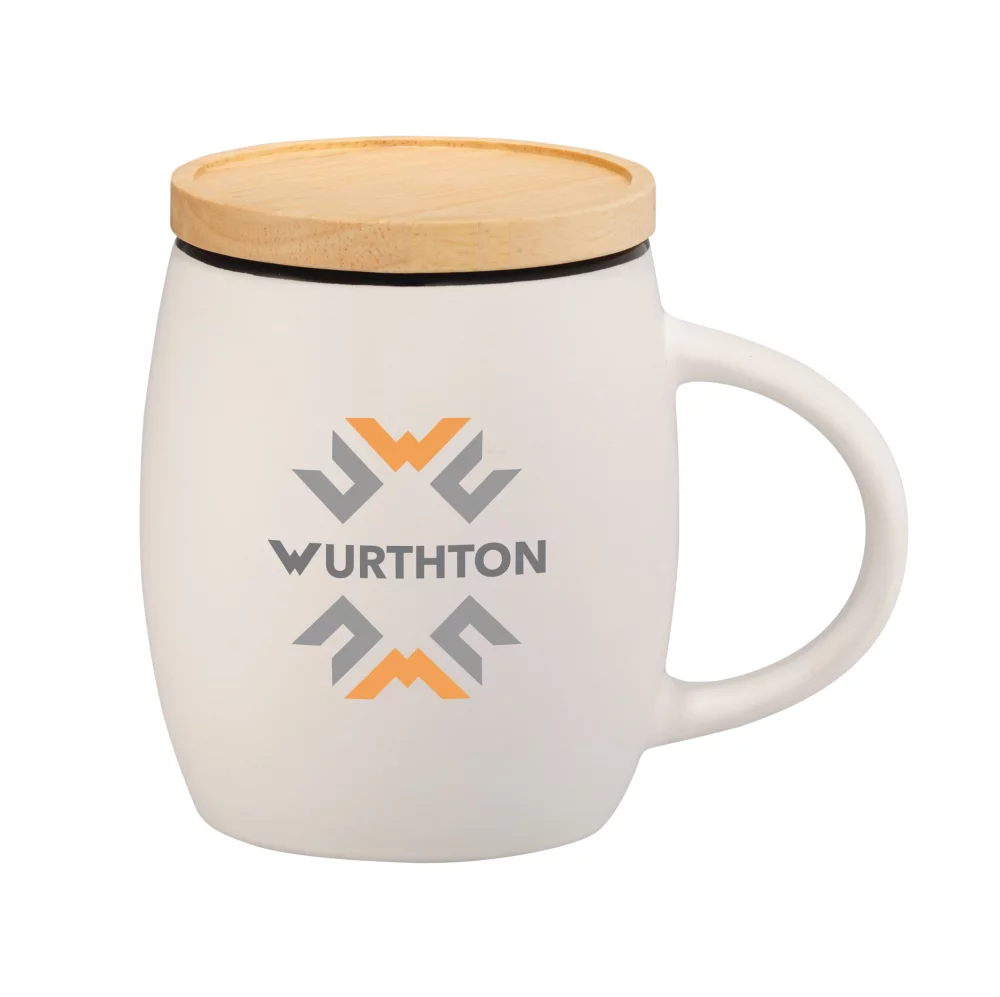 15 Oz. Hearth Ceramic Mug w/Wood Lid Coaster
