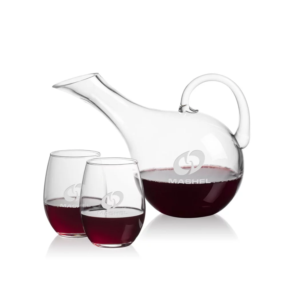 Medford Carafe & 2 Stemless Wine