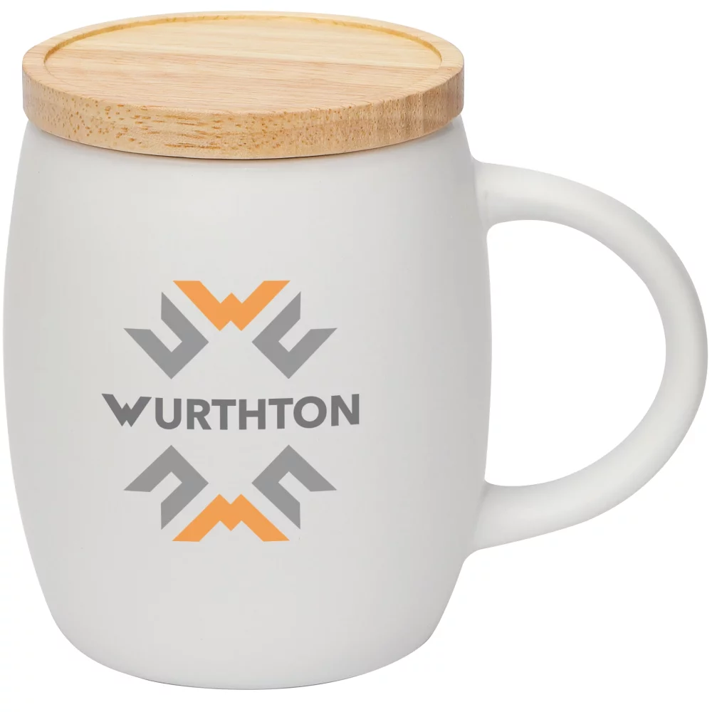 15 Oz. Hearth Ceramic Mug w/Wood Lid Coaster