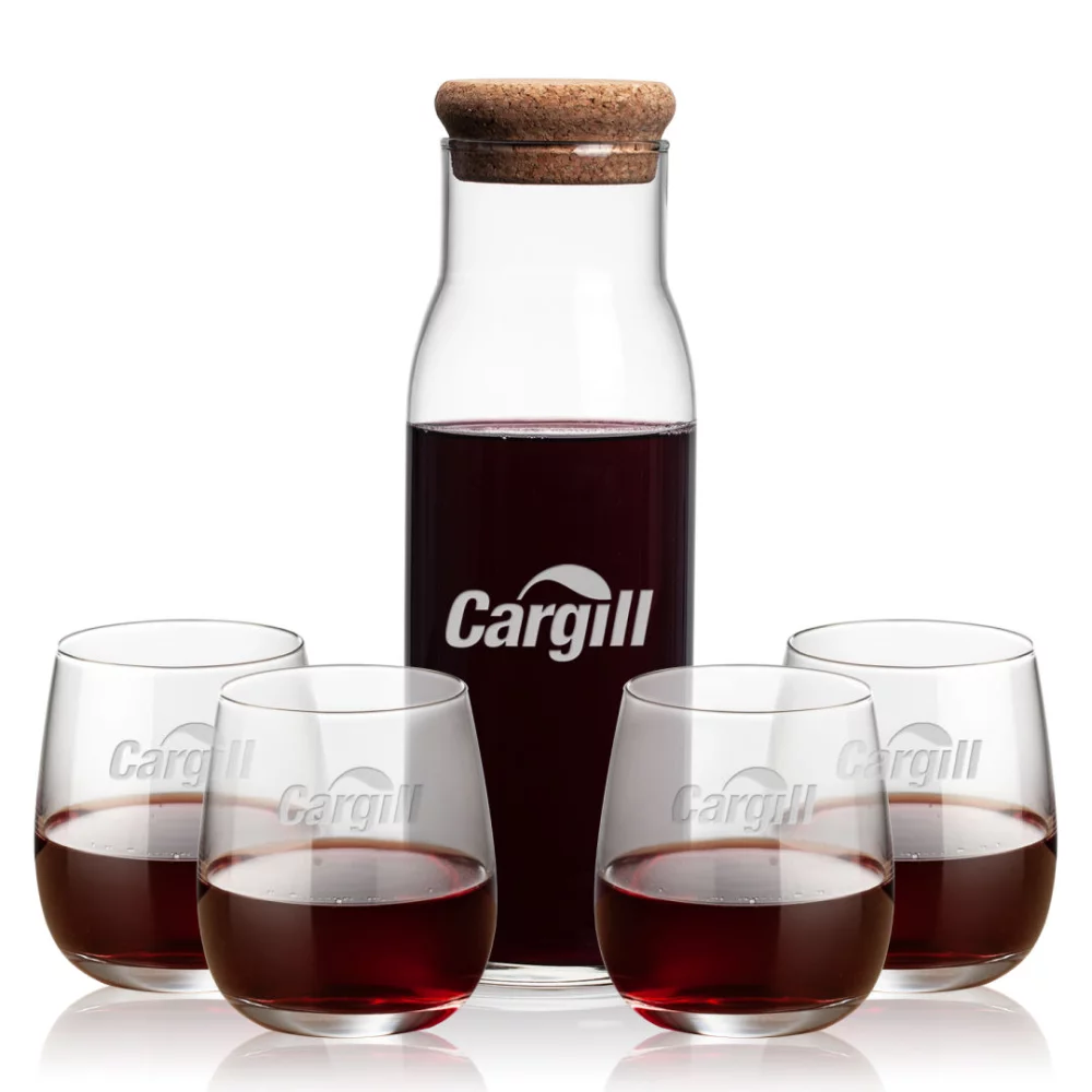 Carafe Aviston et 4 verres à vin sans pied Crestview.