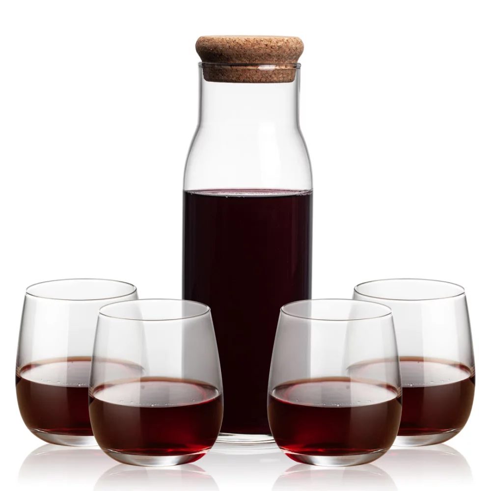 Carafe Aviston et 4 verres à vin sans pied Crestview.