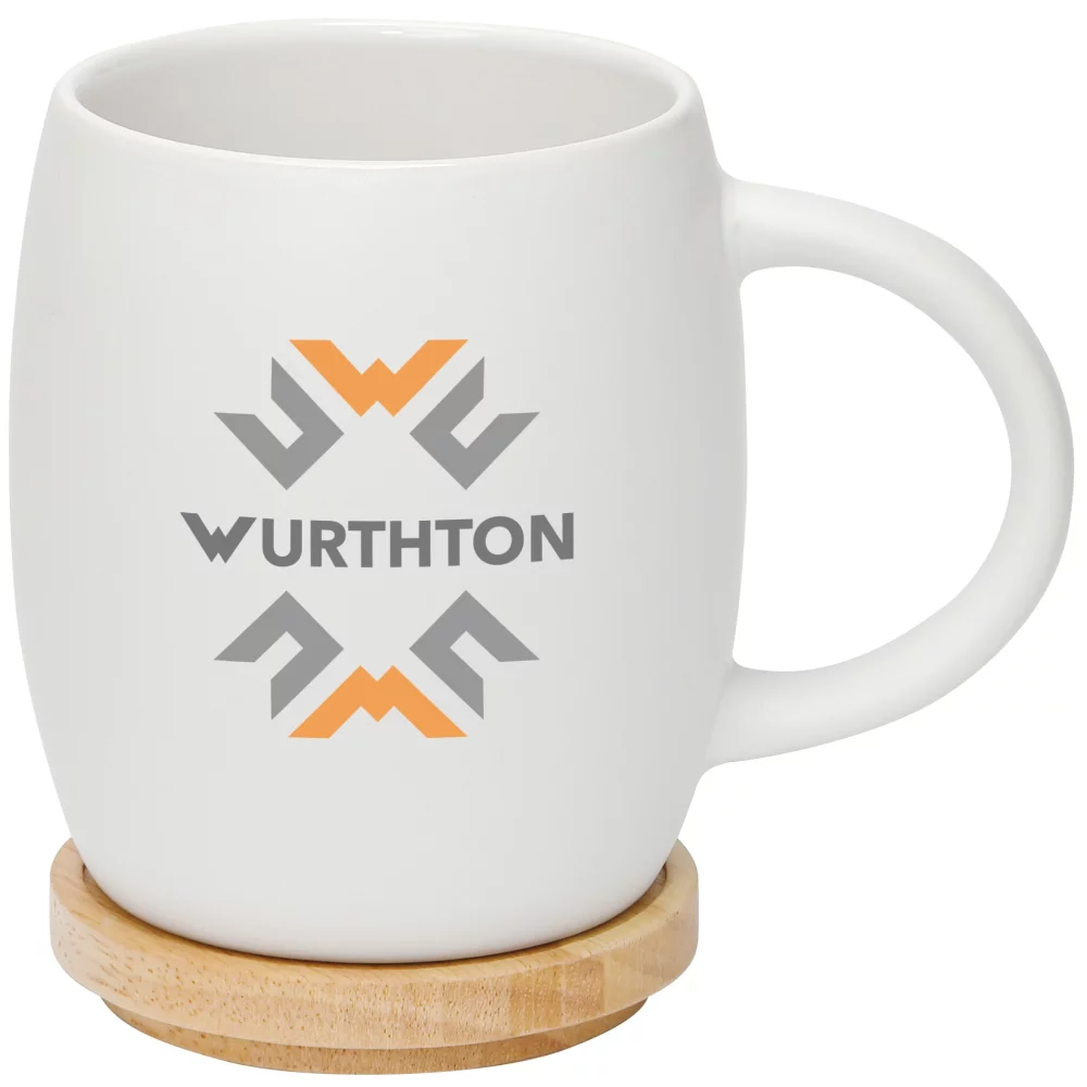 15 Oz. Hearth Ceramic Mug w/Wood Lid Coaster