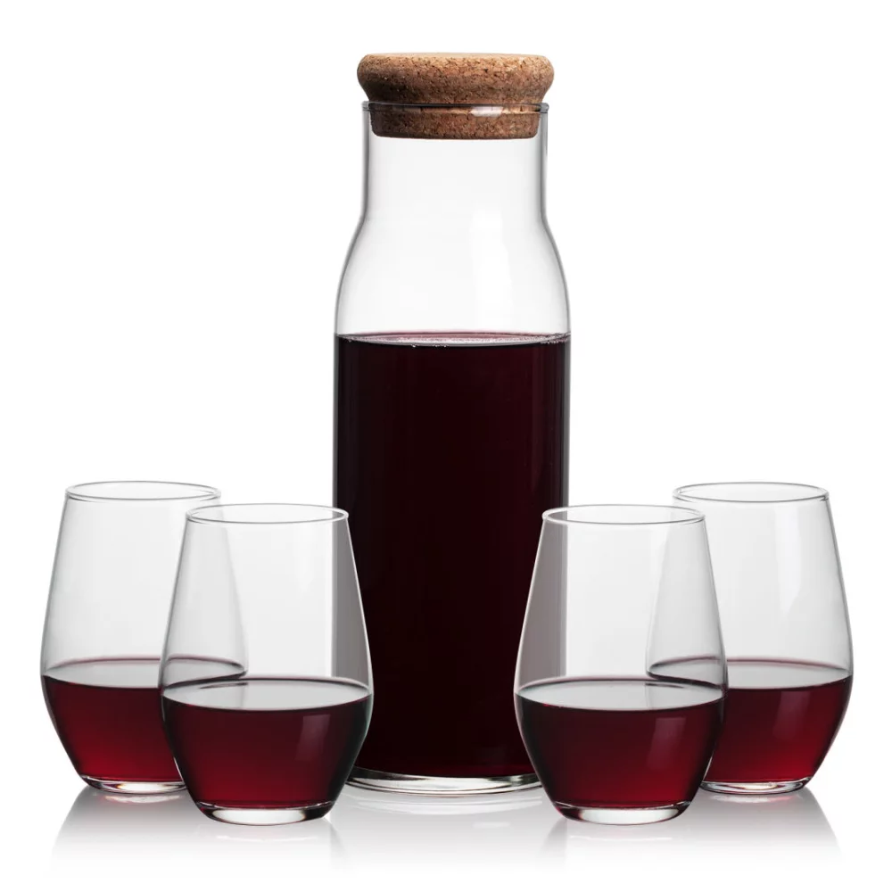 Aviston Carafe & 4 Vale Stemless Wine