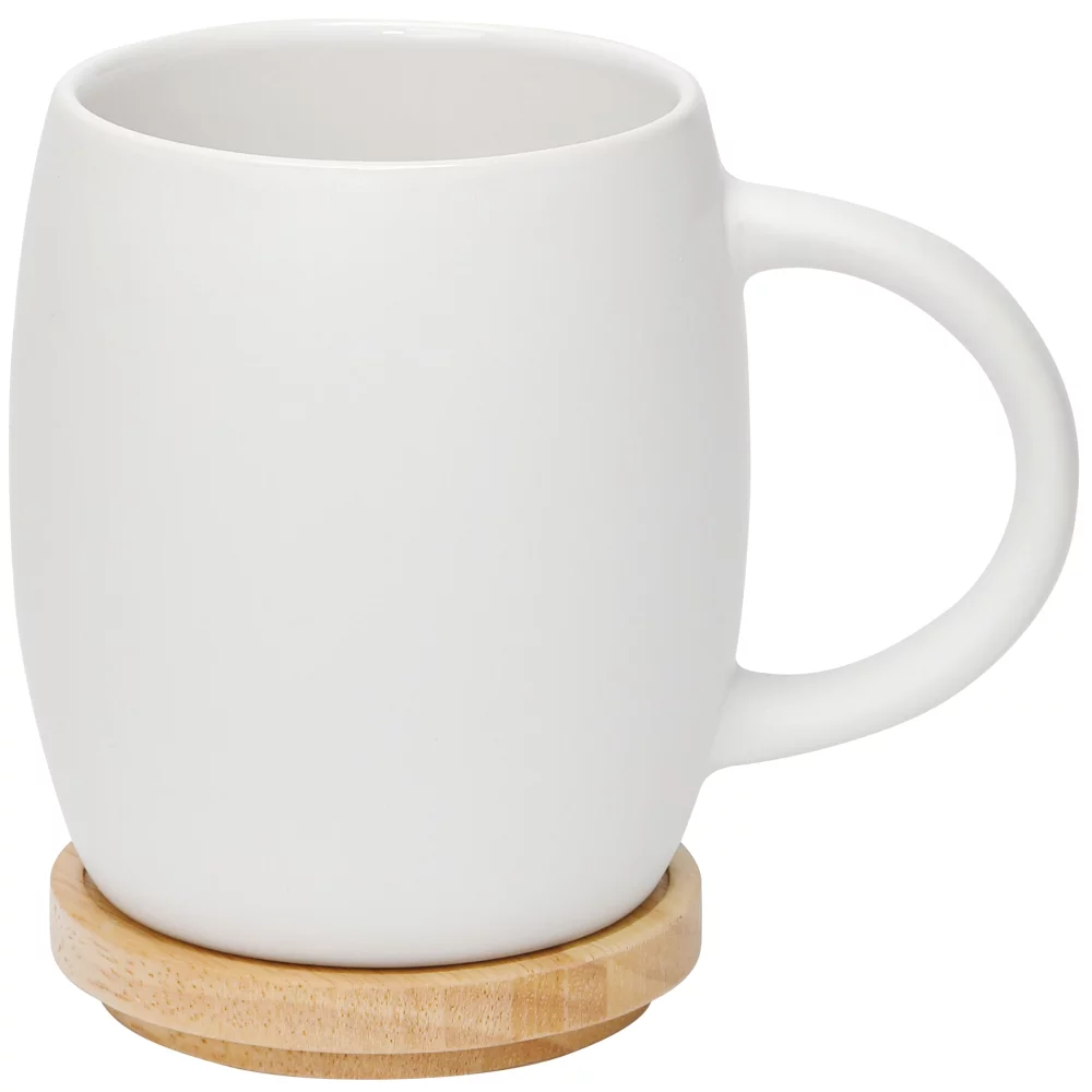 15 Oz. Hearth Ceramic Mug w/Wood Lid Coaster