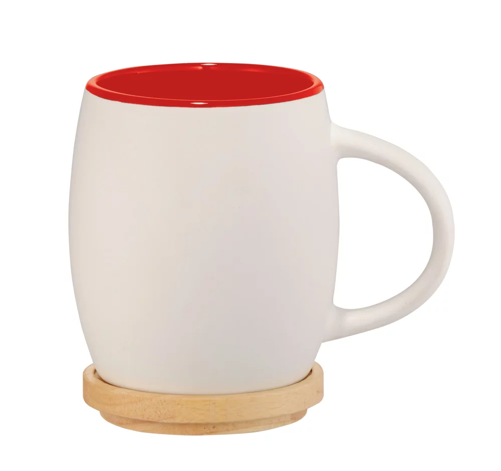 15 Oz. Hearth Ceramic Mug w/Wood Lid Coaster