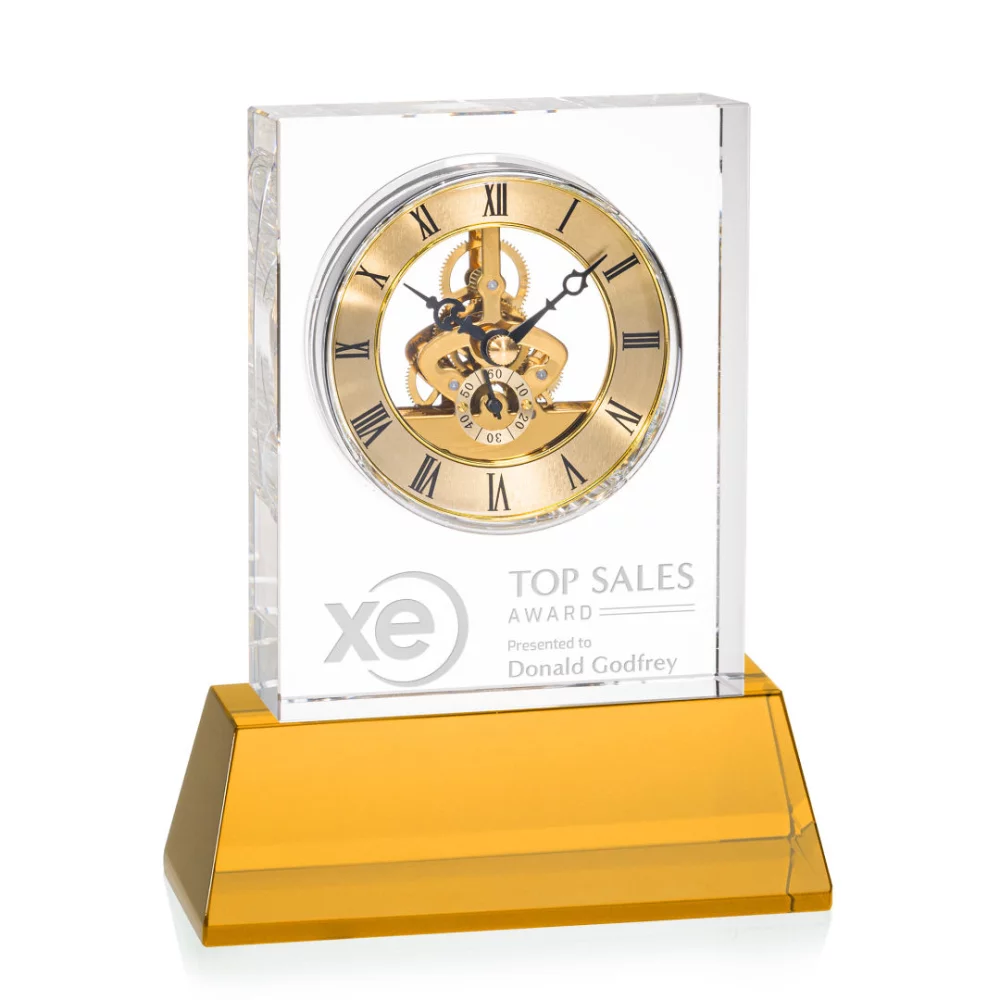 Ashland Clock on Base - Optical/Amber 7¾"