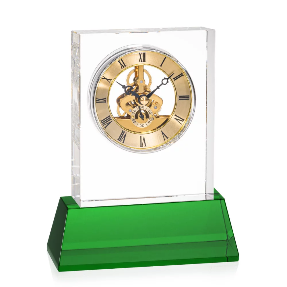 Ashland Clock on Base - Optical/Green 7¾"