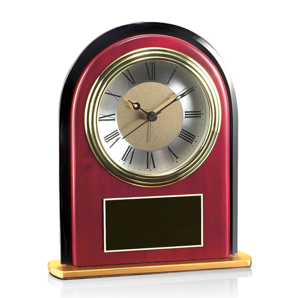 Minto Clock - Rosewood/Black/Gold 6½"