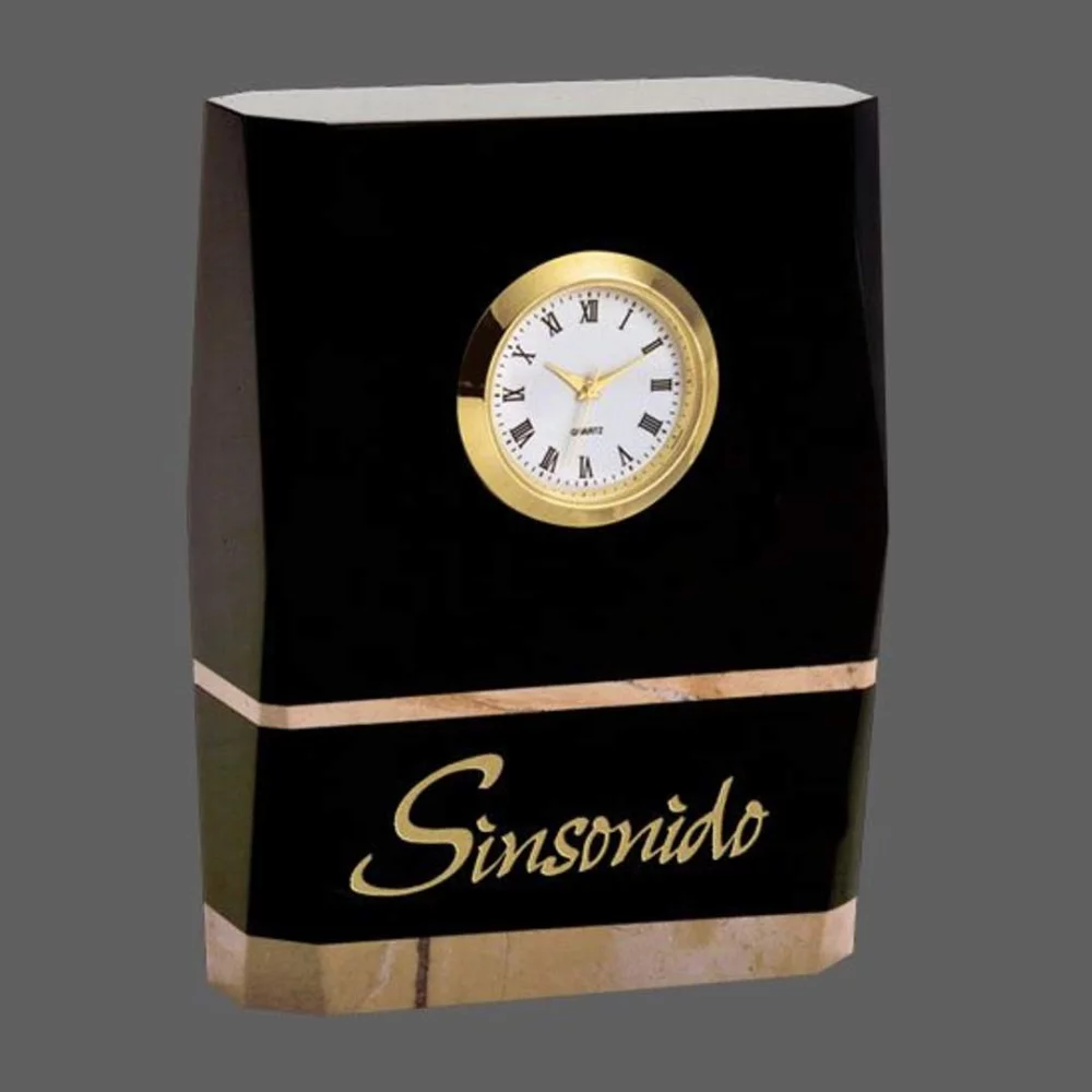 Gormley Clock - Black/Boticino Marble 4½"