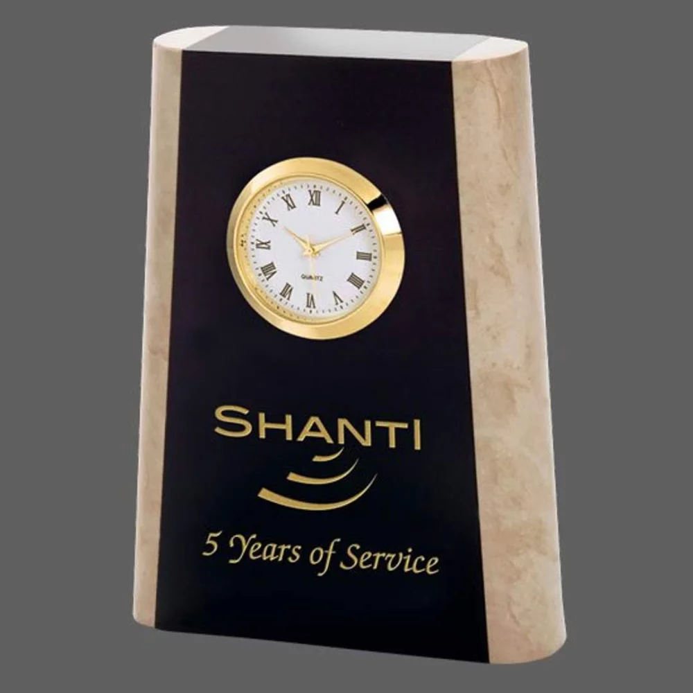 Darwin Clock - Black/Boticino Marble 4½"