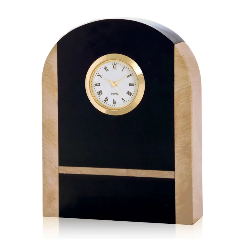 Brampton Clock - Black/Boticino Marble 4½"