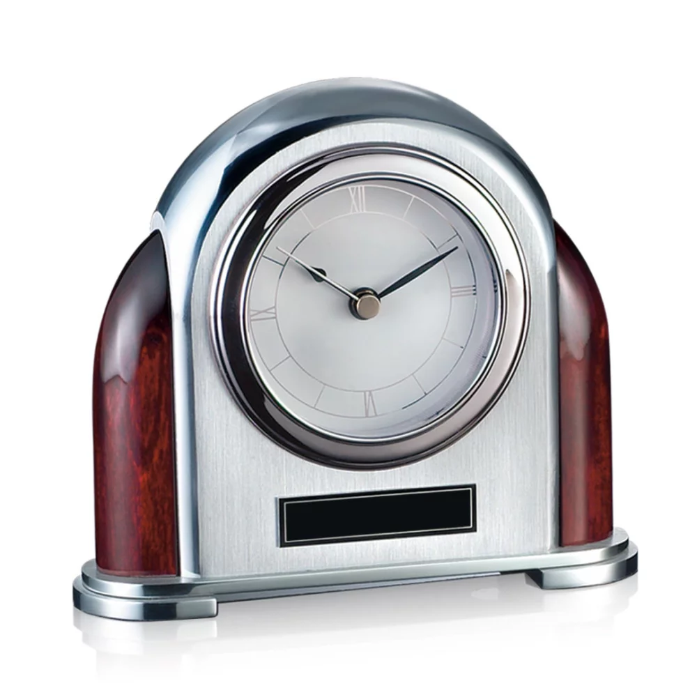 Newtonbrook Clock - Aluminum/Rosewood 5"