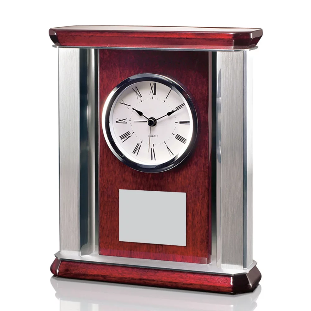 Rosedale 9" Mantle Clock - Rosewood/Alum