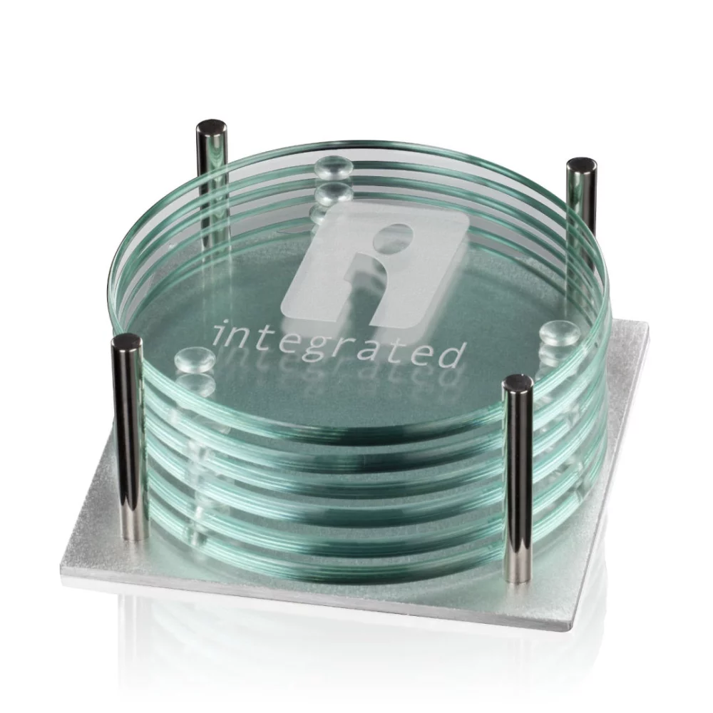 Sous-verres ronds - Ensemble de 6 sur base en aluminium