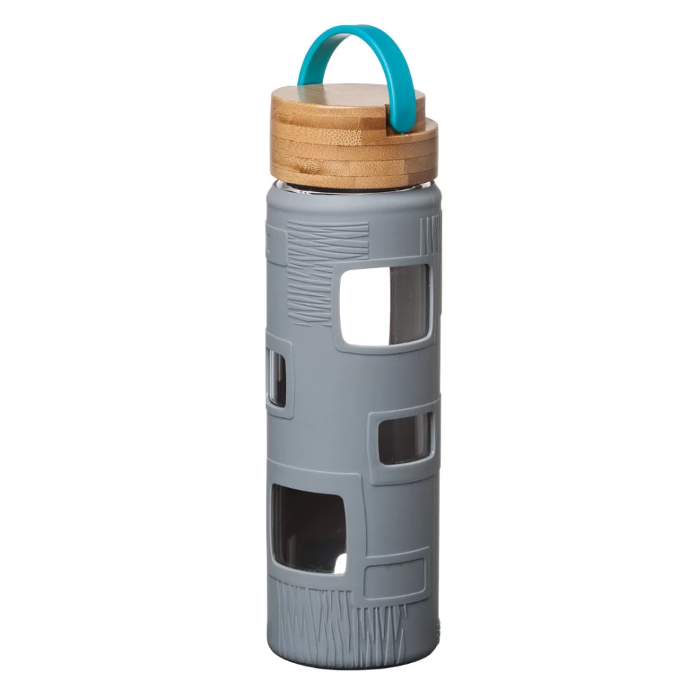 The Astral Glass Bottle w/Teal Lid - 22oz Grey
