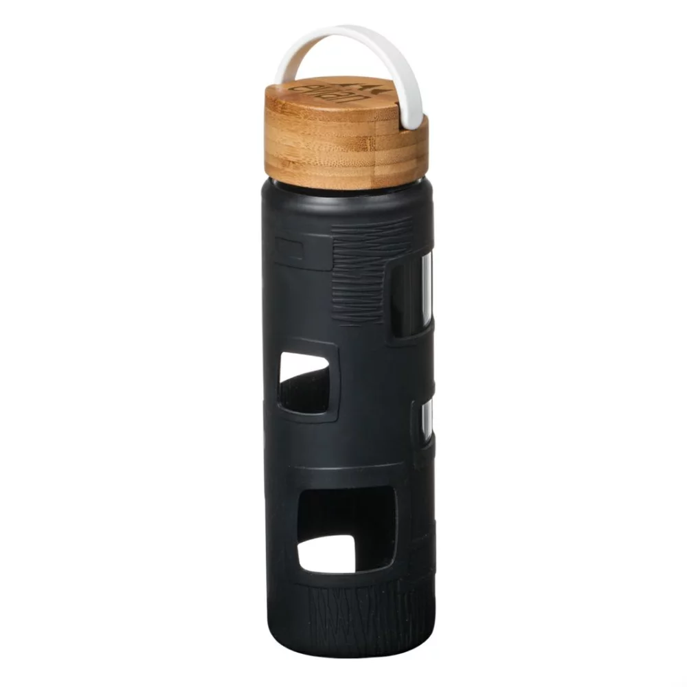 The Astral Glass Bottle w/White Lid - 22oz Black