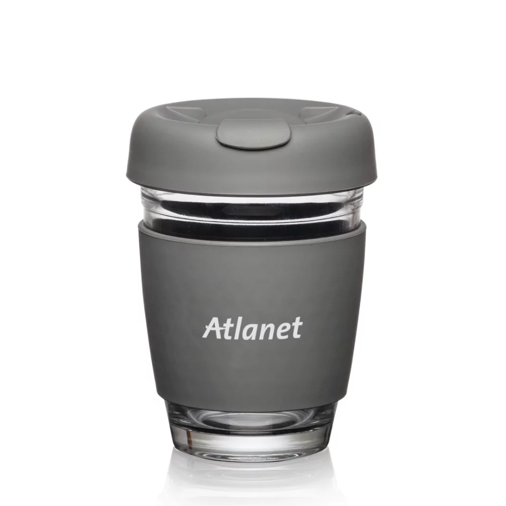 Retiro Borosilicate Glass Tumbler w/Silicone Lid - 8oz Grey