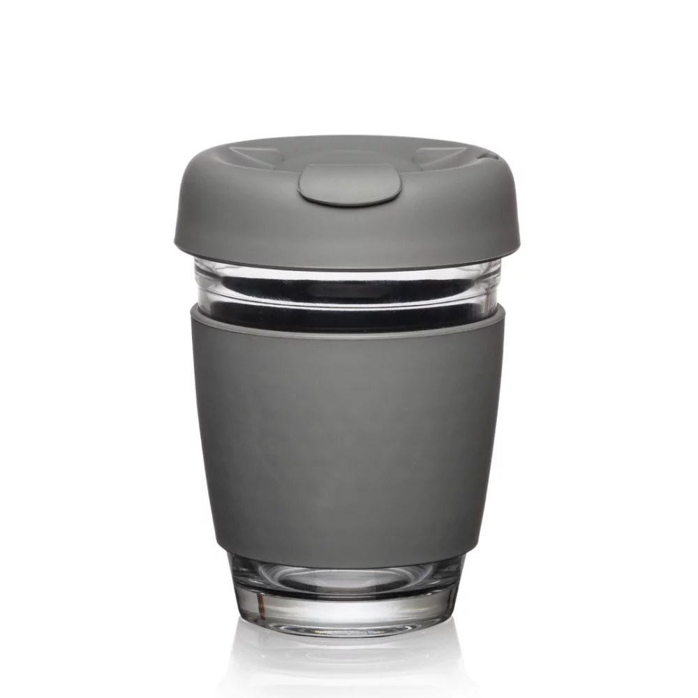 Verre à boire en borosilicate Retiro avec couvercle en silicone - 8 oz gris